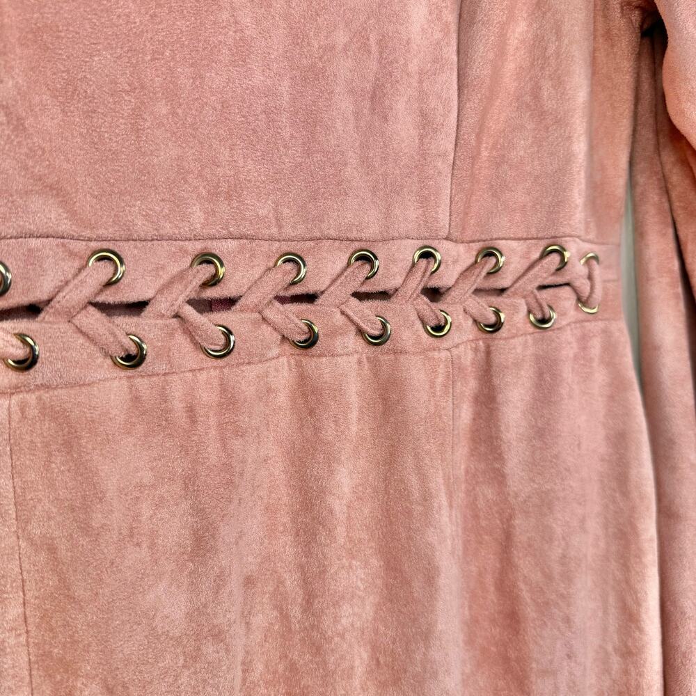 Lilian Pink Suede Deep V-Neck Dress 1X - Picture 5 of 13